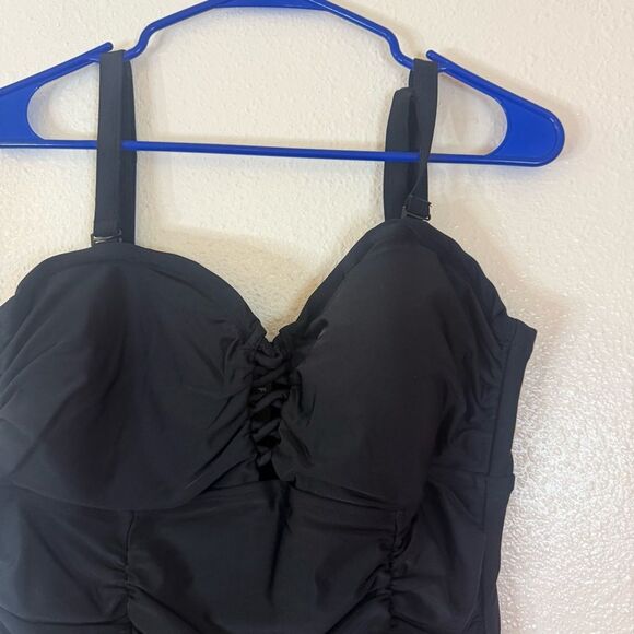 Torrid Black Ruched One Piece Swimsuit 1 - Picture 2 of 7